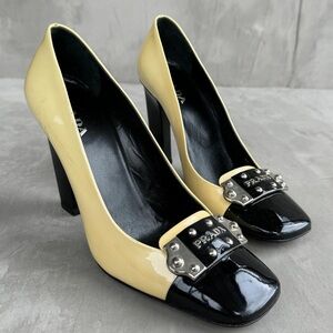 Prada Two-Tone Black and Cream Heels